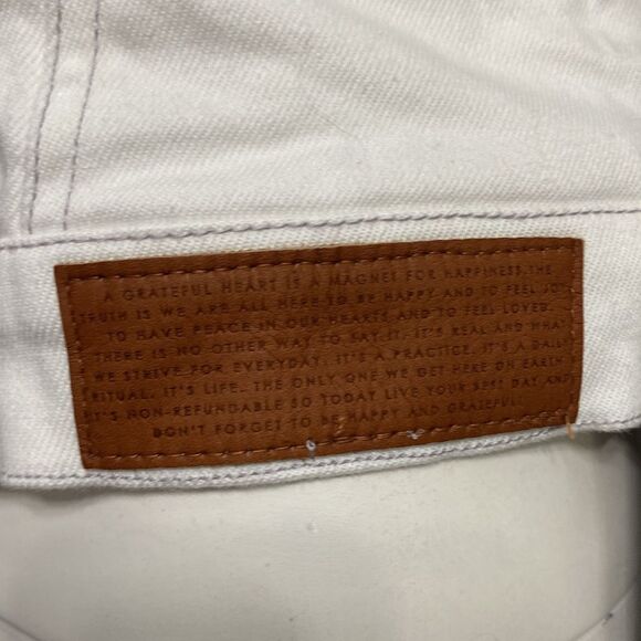 Peace Love World White/Gray Chic Denim Jacket Puff Gray Sleeve Oversized SZ XXS - Picture 12 of 16